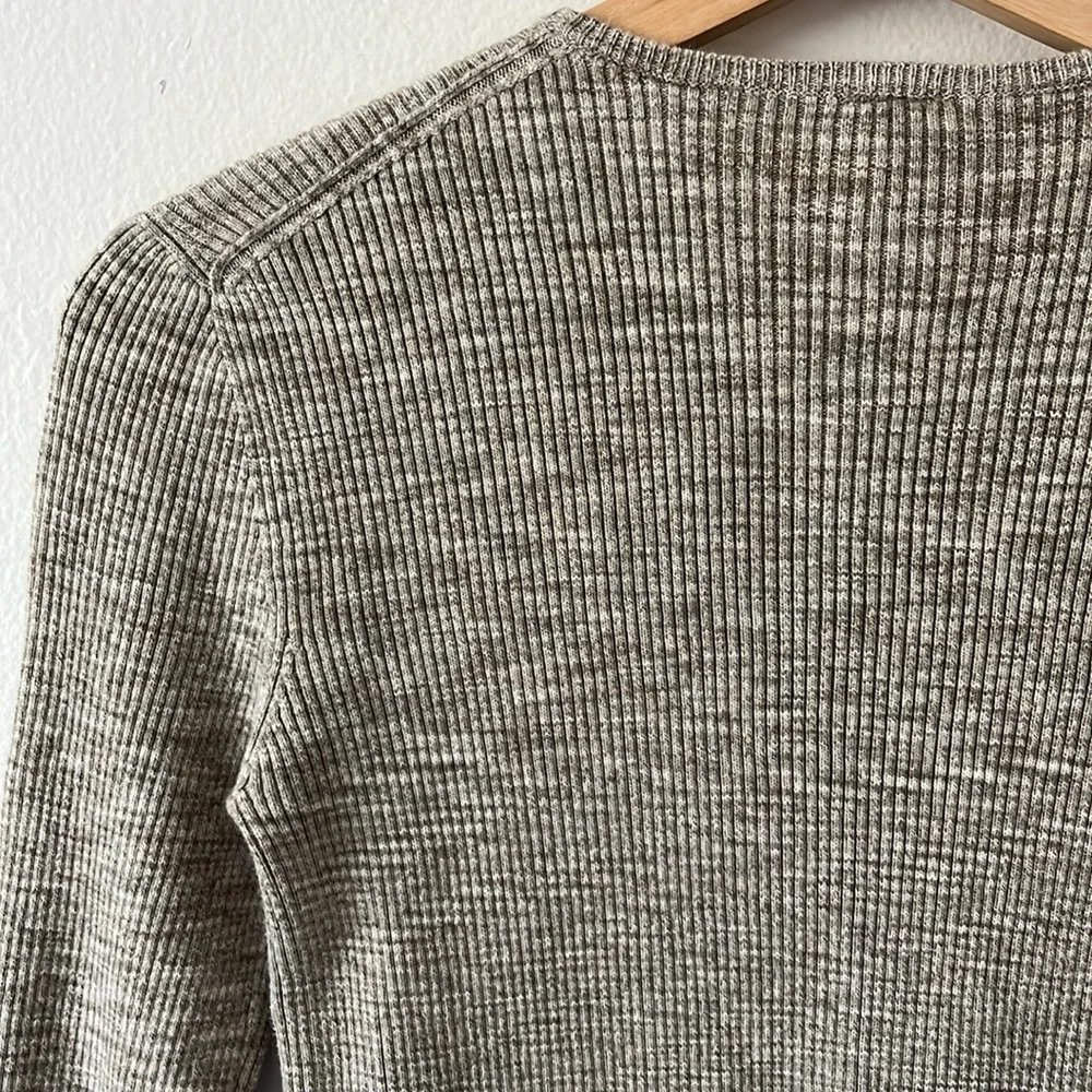 Tibi Printed Combed Cotton Sweater in Brown Crew Neck Fitted‎ Pullover size XXS
